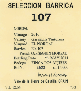 Selección Barrica 107 Nordal Garnacha Tintorera