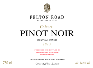 Felton Road Central Otago Pinot Noir Calvert